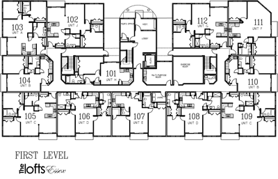 The Lofts Essex, Burlington area Luxury Apartments Floor Plans - First Level