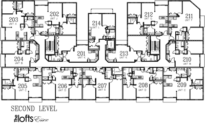 The Lofts Essex, Burlington, VT area Luxury Apartments - Second Level Floor Plan